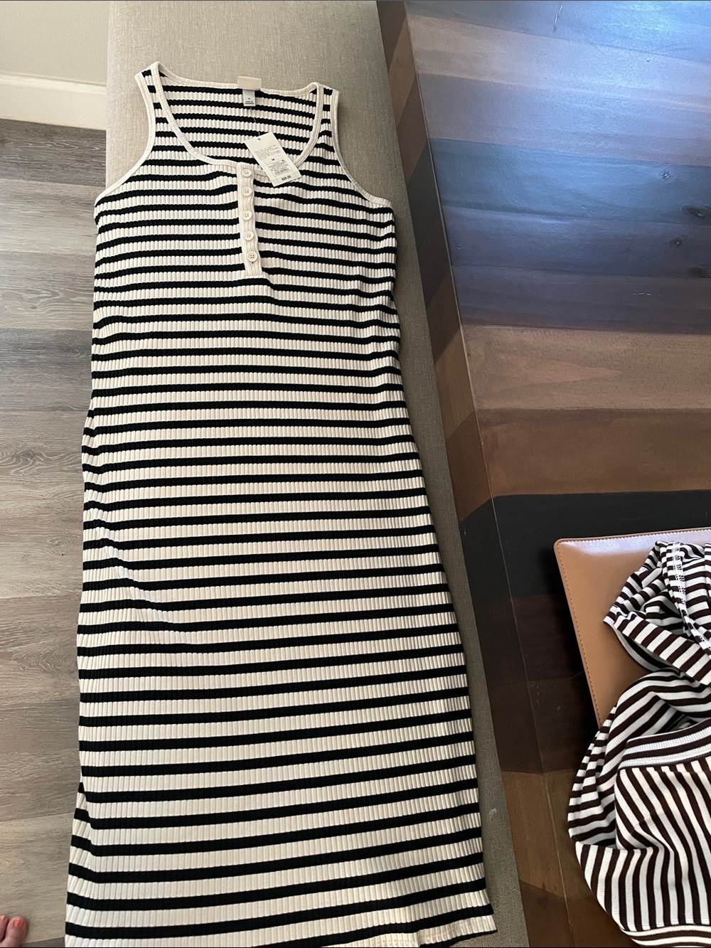 a new day Black & White Striped Tank Midi Dress